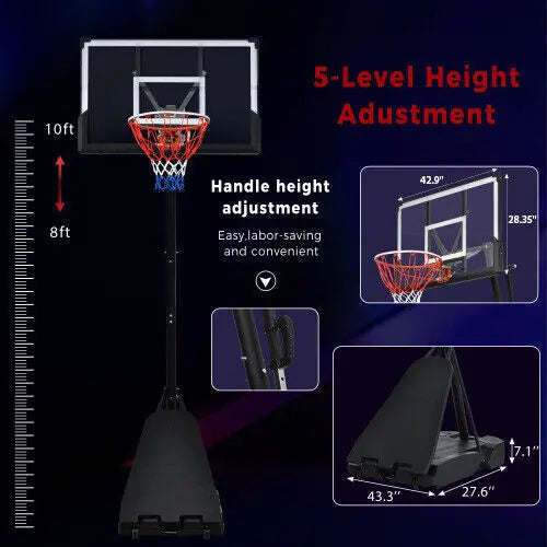 8-10 FT Portable Adjustable Basketball Hoop for Kid Youth Adult Outdoor /Indoor - WWC.OUTDOOR