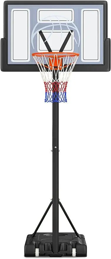 Basketball Hoop Outdoor 10FT Adjustable Height Goal 44” Shatterproof Backboard - WOLVERINES