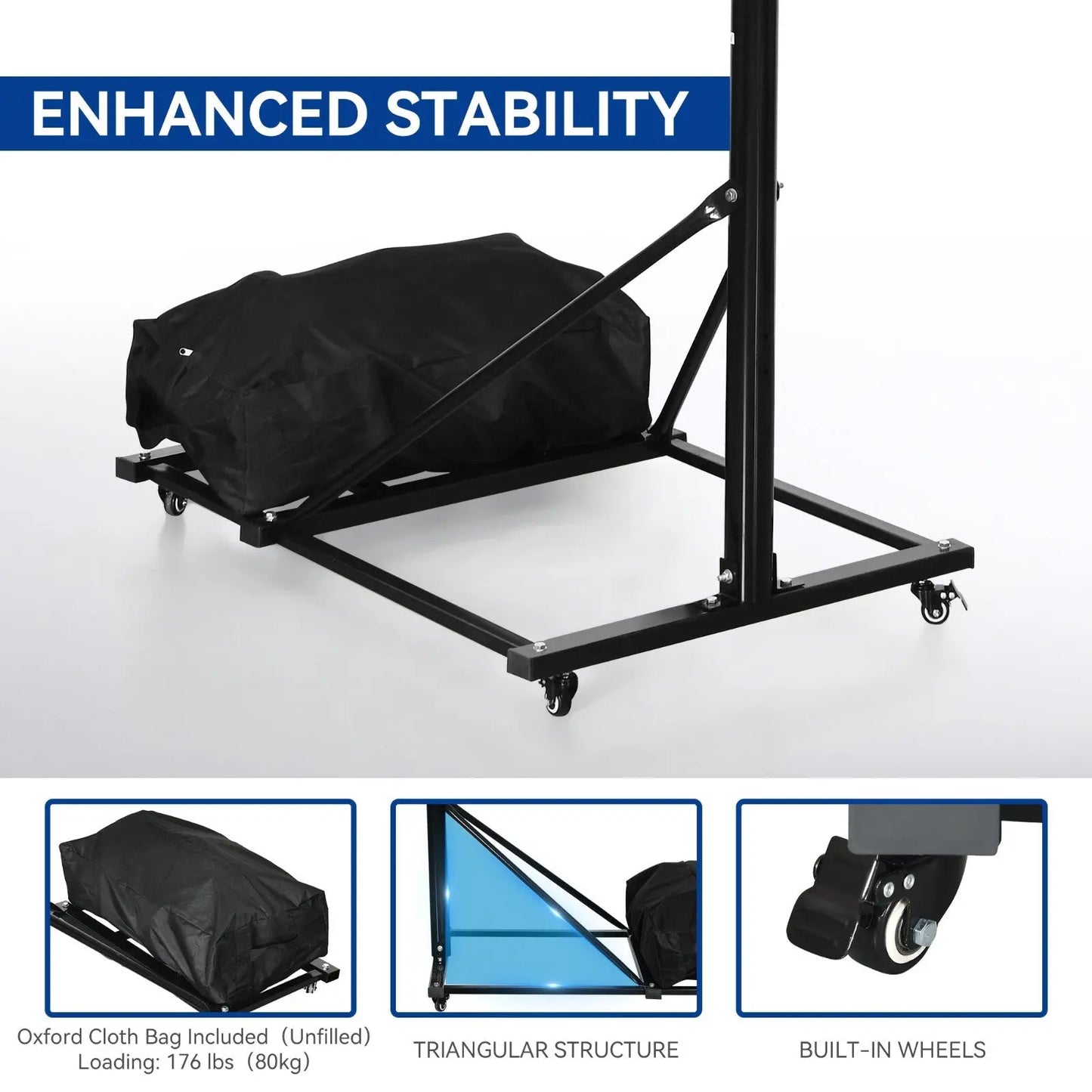 Portable Basketball Hoop System 8-10 FT Adjustable w/Weight Bag Wheels Outdoor - DWVO