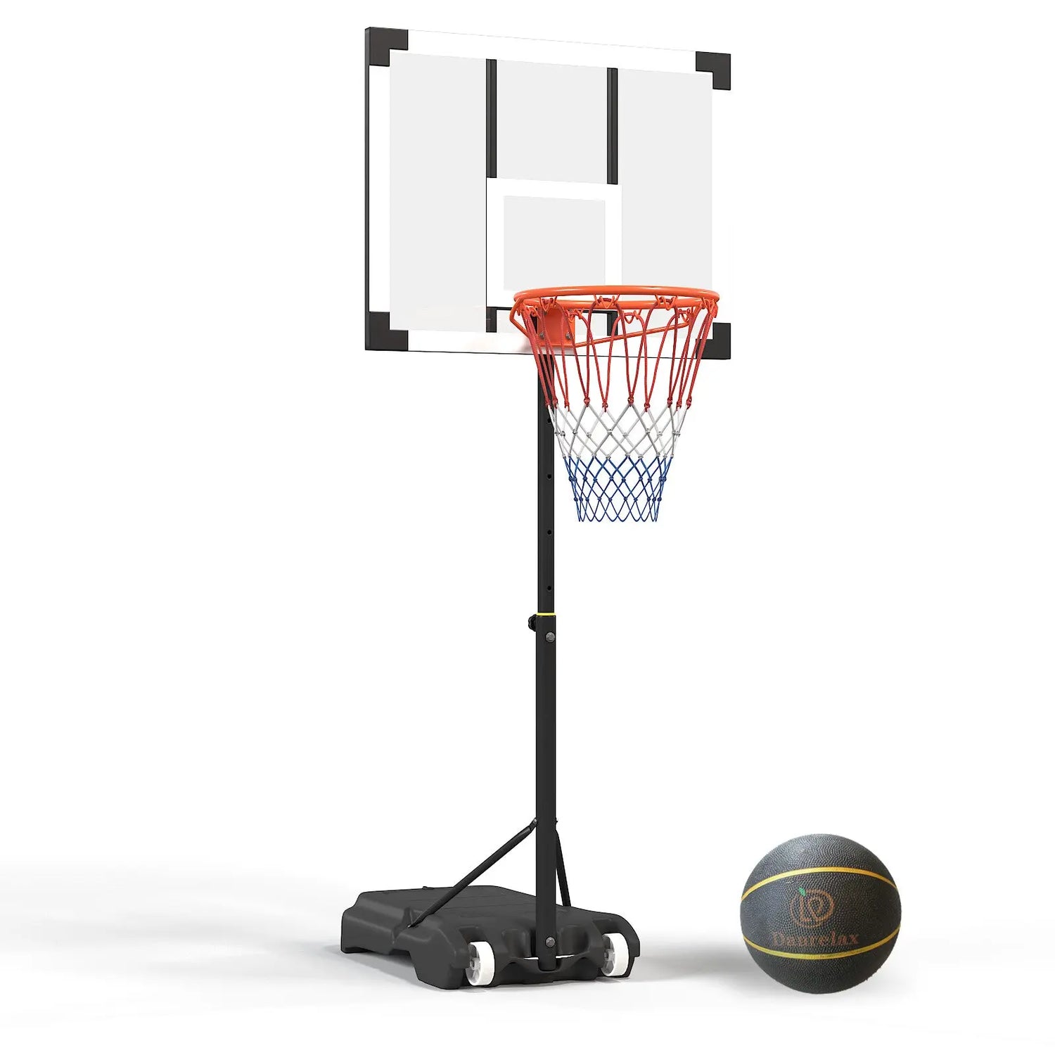Danrelax Pool Basketball Hoop, Height Adjustable 3.9" to 6.9", Black Steel Frame -  Danrelax